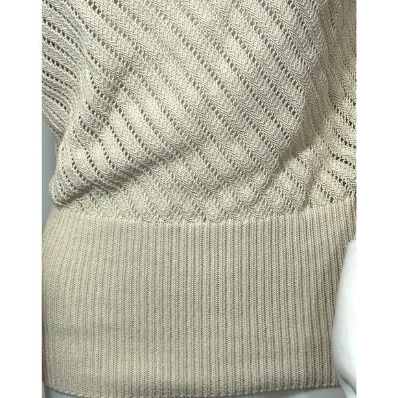 Zara Beaded Necklace Knit Top M Beige Cap Sleeve Boat Neck Stretchy Dressy Party - Picture 11 of 16